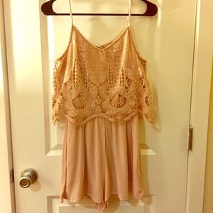 Light Pink Lace Romper